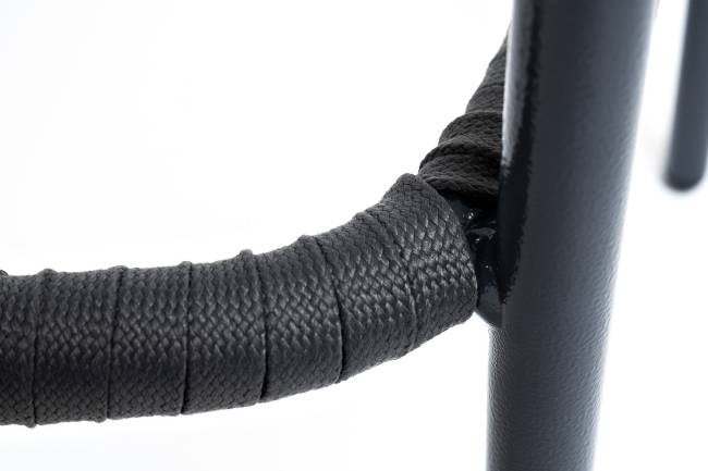 "Бордо" стул барный плетеный из роупа, каркас из стали темно-серый (RAL7024) муар, роуп серый 15мм, ткань темно-серая 027 "Бордо" стул барный плетеный из роупа, каркас из стали темно-серый (RAL7024) муар, роуп серый 15мм, ткань темно-серая 027