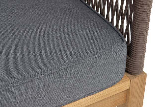 "Канны" диван 2-местный плетеный из роупа, основание дуб, роуп коричневый круглый, ткань темно-серая 027 NEW "Канны" диван 2-местный плетеный из роупа, основание дуб, роуп коричневый круглый, ткань темно-серая 027 NEW