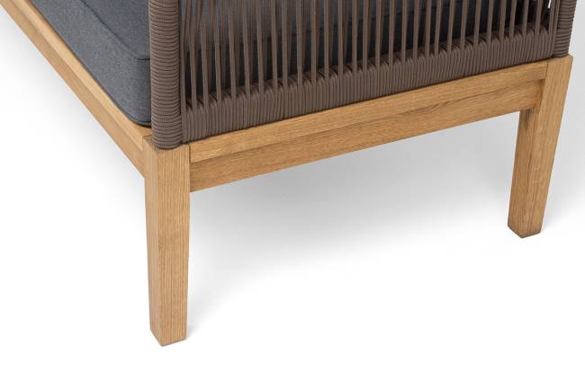 "Канны" диван 2-местный плетеный из роупа, основание дуб, роуп коричневый круглый, ткань темно-серая 027 NEW "Канны" диван 2-местный плетеный из роупа, основание дуб, роуп коричневый круглый, ткань темно-серая 027 NEW