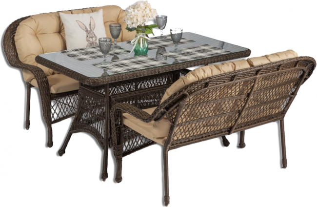 Обеденная группа GIZA XL (Гиза) коричневая из искусственного ротанга