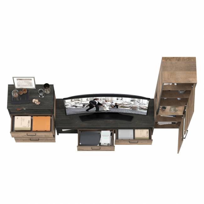 Стенка для гостиной с подсветкой Трувор № 24 цвет дуб гранж песочный/интра