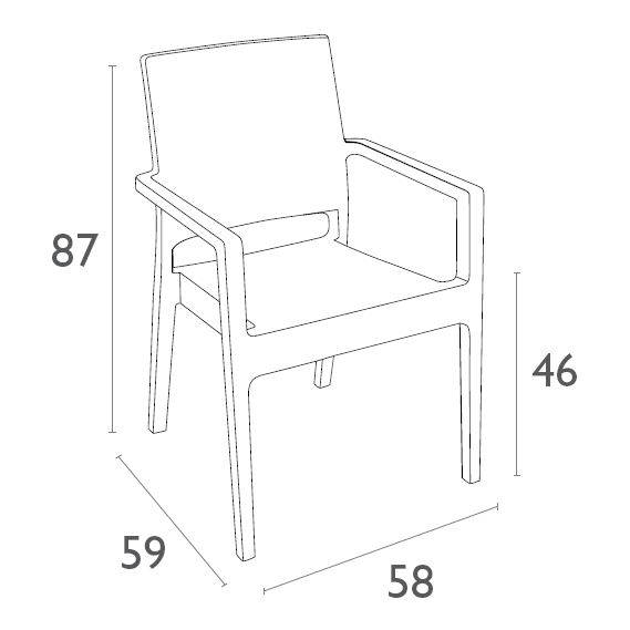 Кресло пластиковое плетеное Ibiza антрацит 580х590х870 мм