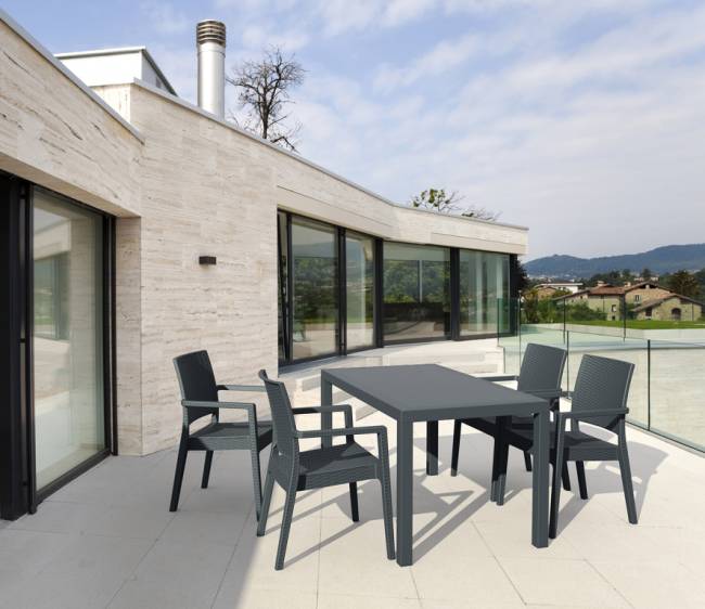 Кресло пластиковое плетеное Ibiza антрацит 580х590х870 мм