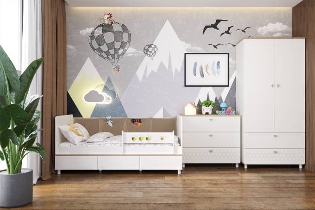 Детская мебель Эйп компоновка № 6 цвет белый/дуб белый