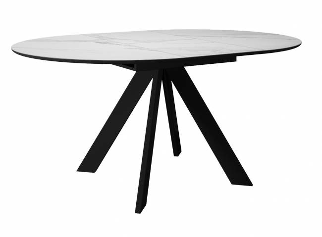 Стол DikLine SKC110 d1100 Керамика Белый мрамор/подстолье черное/опоры черные