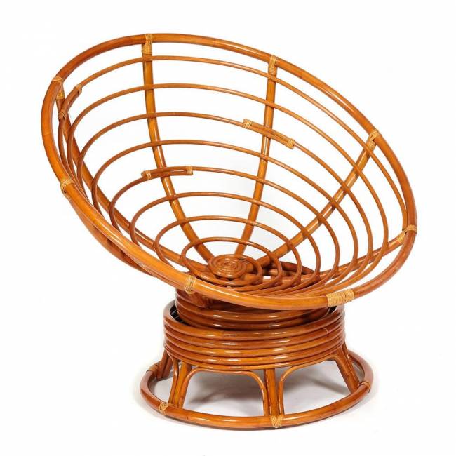 Кресло-качалка PAPASAN/ПАПАСАН w 23/01 B /с подушкой/ 115х78х104 см, Cognac (коньяк), экошерсть Коричневый, 1811-5 Cognac (коньяк)