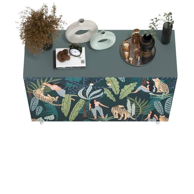 Комод-тумба Либера 16.230.01 цвет пасифай/белый, фасады с рисунком Тропический лес
