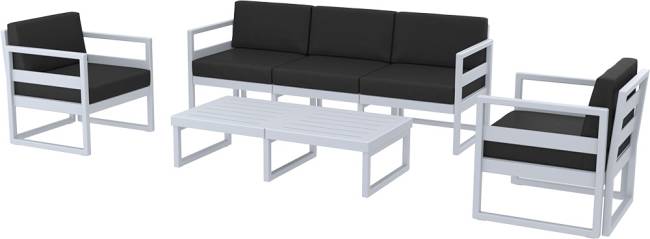 Комплект пластиковой мебели Mykonos XL серебристый, черный