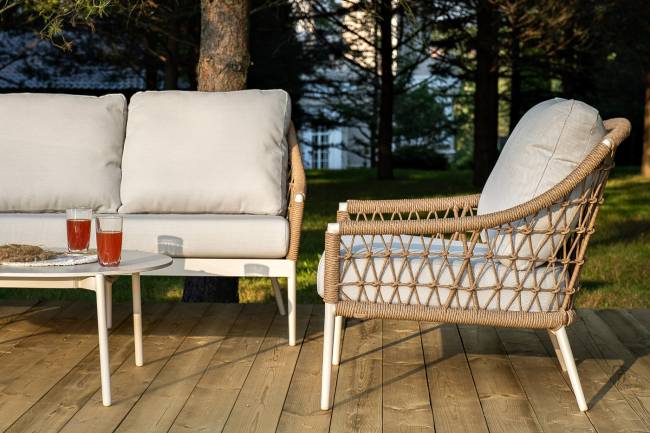 "Венеция" лаунж-зона из искусственного ротанга, цвет соломенный