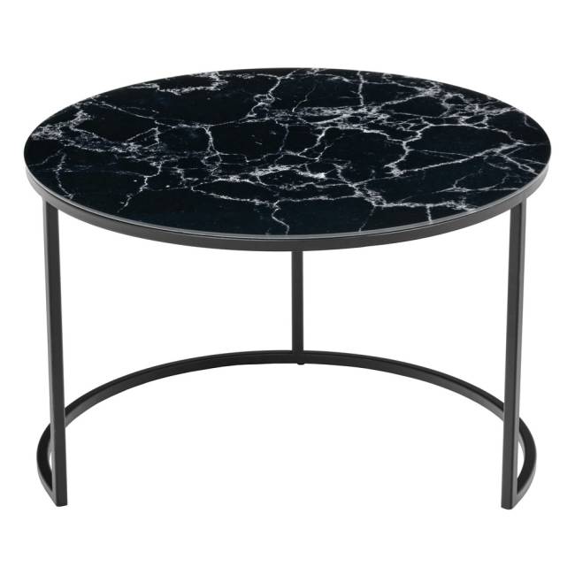 Набор кофейных столиков Tango чёрный мрамор с чёрными ножками, 2шт Набор кофейных столиков Tango чёрный мрамор с чёрными ножками, 2шт