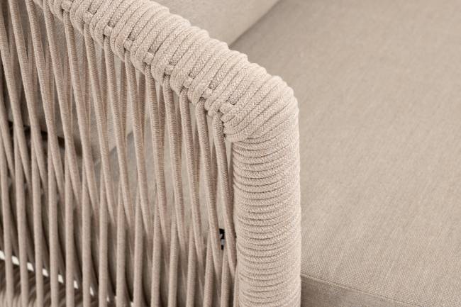 "Верона" кресло плетеное из роупа, каркас алюминий белый муар, роуп бежевый круглый, ткань бежевая 052 "Верона" кресло плетеное из роупа, каркас алюминий белый муар, роуп бежевый круглый, ткань бежевая 052