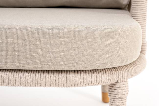 "Верона" кресло плетеное из роупа, каркас алюминий белый муар, роуп бежевый круглый, ткань бежевая 052 "Верона" кресло плетеное из роупа, каркас алюминий белый муар, роуп бежевый круглый, ткань бежевая 052