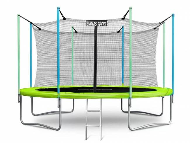 Батут "Atlas Sport 435 см (14ft)", с внутренней сеткой и лестницей GREEN
