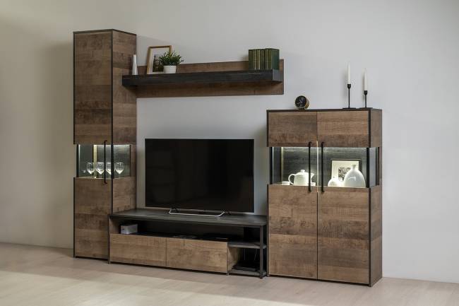 Комод с витриной Трувор 13.306 цвет дуб гранж песочный/интра