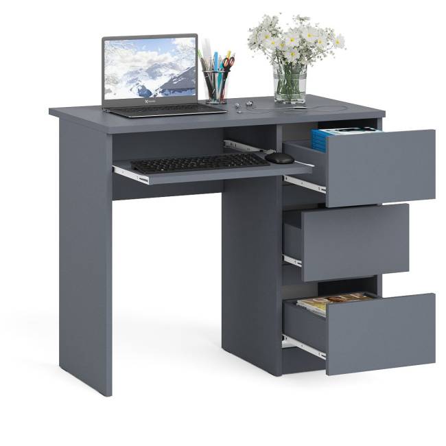 Стол компьютерный три ящика Мори МС-6 правый цвет графит Стол компьютерный три ящика Мори МС-6 правый цвет графит
