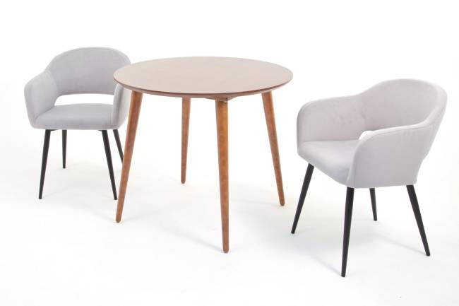 Стол Монте К 100 орех с креслами Пичч велюр серый
