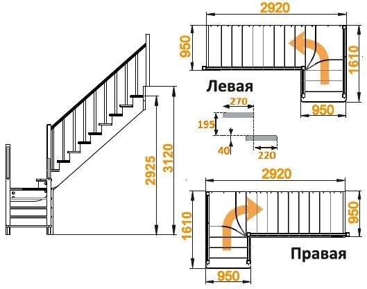 Деревянная лестница К-032м