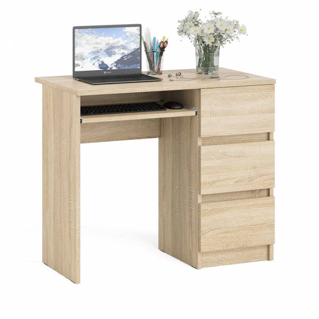 Стол компьютерный три ящика Мори МС-6 правый цвет дуб сонома Стол компьютерный три ящика Мори МС-6 правый цвет дуб сонома