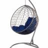 Подвесное кресло из ротанга "Kokos Gray" синяя подушка Подвесное кресло из ротанга "Kokos Gray" синяя подушка