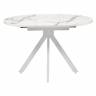 Стол Rudolf круглый раскладной 90-120x90x75см, белый мрамор, белый