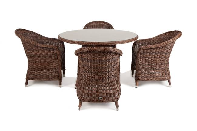 "Равенна" обеденная группа плетеная, цвет коричневый