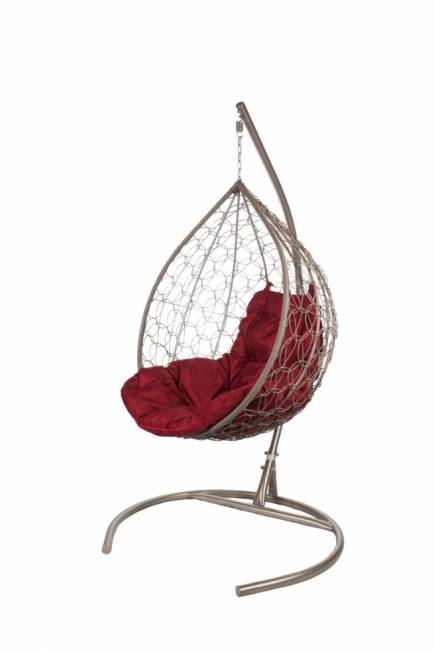 Подвесные качели - качели в виде капли "Tropica Gray" бордовая подушка