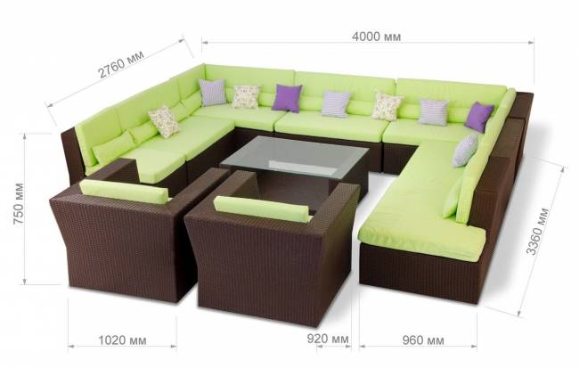 Лаунж зона МЕРИБЕЛЬ + 2 кресла