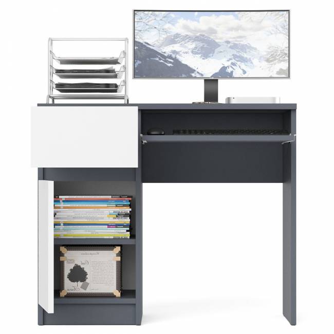 Стол компьютерный Мори МС-1 левый цвет графит/белый Стол компьютерный Мори МС-1 левый цвет графит/белый