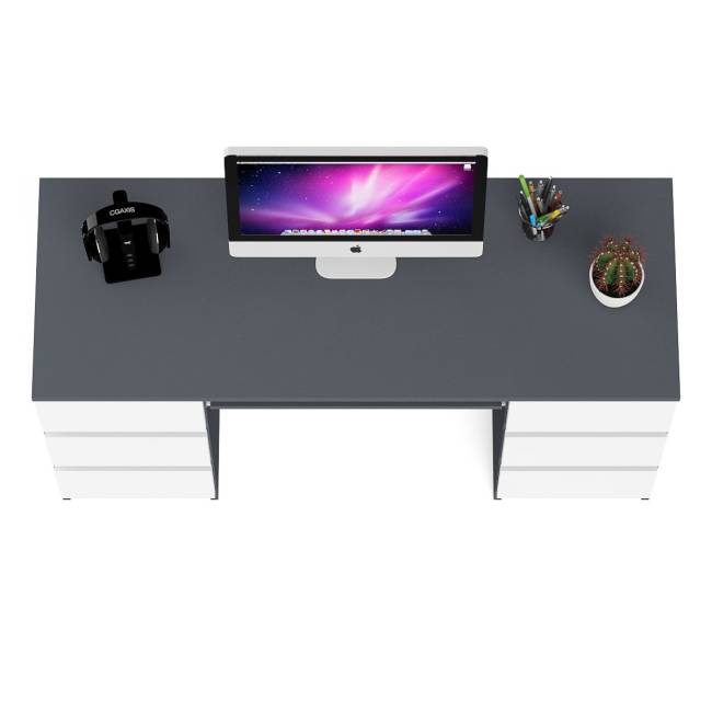 Компьютерный стол с двумя тумбами Мори МС-2 цвет графит/белый