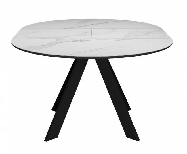 Стол DikLine SKC90 d900 Керамика Белый мрамор/подстолье черное/опоры черные