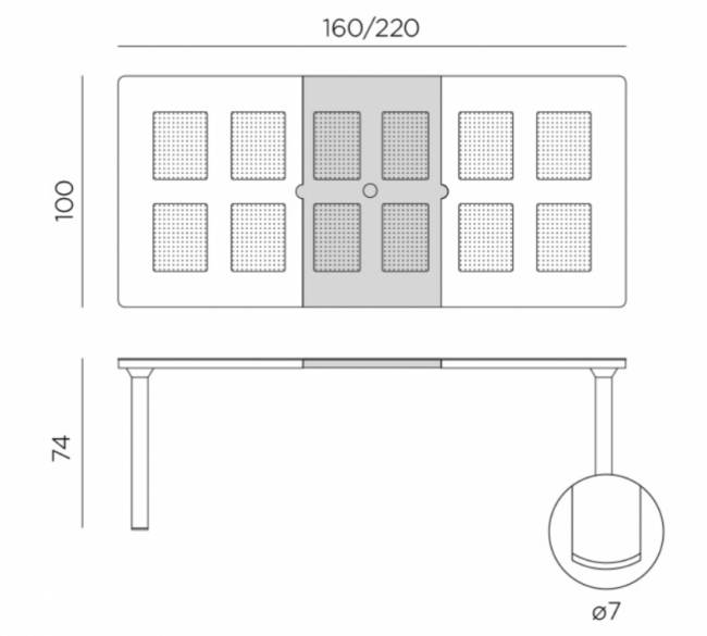 Стол пластиковый раздвижной Libeccio белый 1600-2200х740х1000 мм