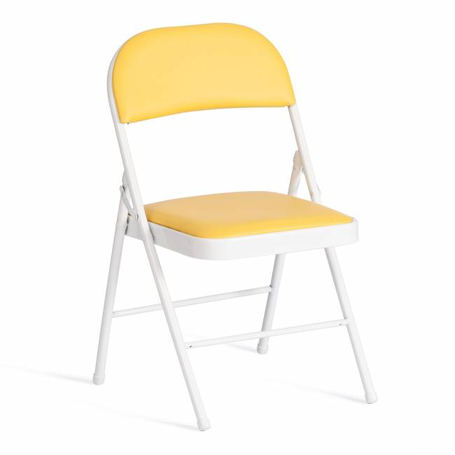 Стул складной FOLDER (mod. 3022G) каркас: металл, сиденье/спинка: экокожа, 46.5 х 47.5 х 79 см, yellow (желтый) / white (белый) (Комплект из 6 шт.) желтый, белый каркас: металл, сиденье/спинка: экокожа