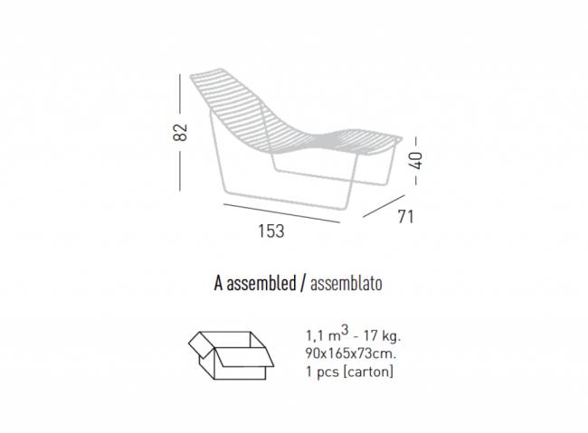 Шезлонг-лежак металлический Link Lounge серый 1530х710х820 мм Шезлонг-лежак металлический Link Lounge серый 1530х710х820 мм