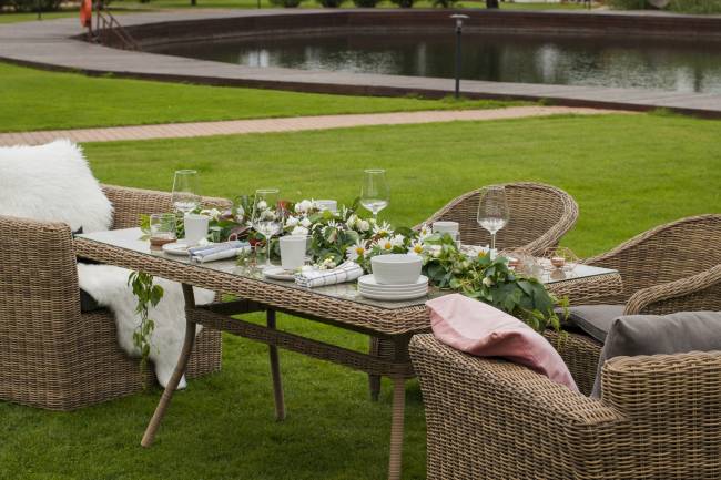 "Латте" плетеный стол из искусственного ротанга 160х90см, цвет соломенный "Латте" плетеный стол из искусственного ротанга 160х90см, цвет соломенный