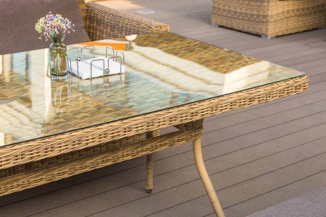 "Латте" плетеный стол из искусственного ротанга 160х90см, цвет соломенный "Латте" плетеный стол из искусственного ротанга 160х90см, цвет соломенный