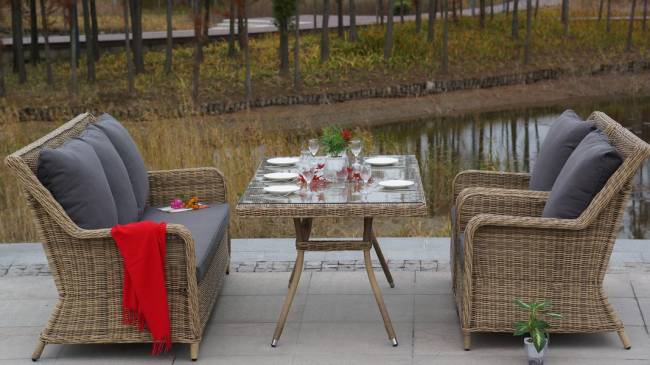 "Латте" плетеный стол из искусственного ротанга 160х90см, цвет соломенный "Латте" плетеный стол из искусственного ротанга 160х90см, цвет соломенный