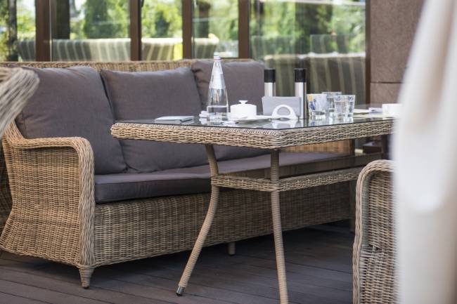 "Латте" плетеный стол из искусственного ротанга 160х90см, цвет соломенный "Латте" плетеный стол из искусственного ротанга 160х90см, цвет соломенный