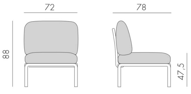 Модуль центральный пластиковый с подушками Komodo Elemento Centrale тортора, холст 720х780х880 мм Модуль центральный пластиковый с подушками Komodo Elemento Centrale тортора, холст 720х780х880 мм