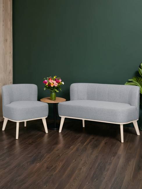 Диван Жирон ткань серый, каркас лак