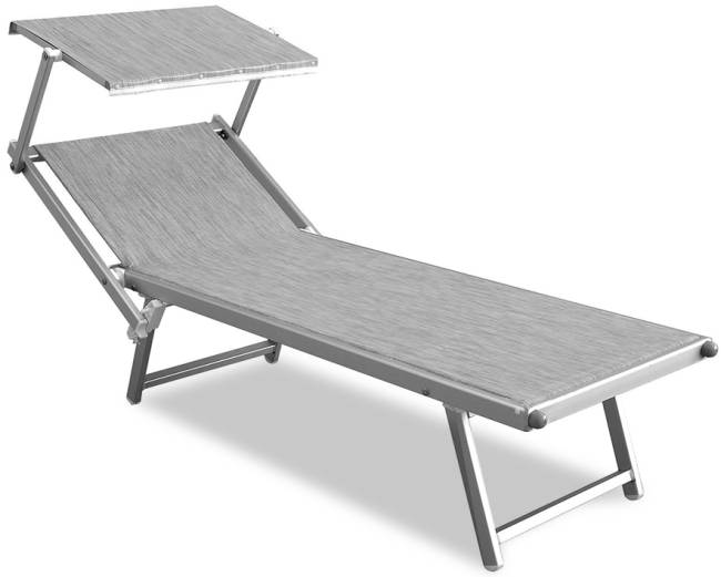 Шезлонг-лежак металлический 501 Relax серебристый 1820х730х400 мм