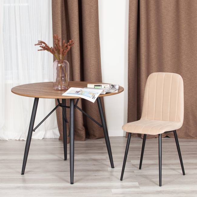 Стул Arc/Арк (1шт.в упаковке) велюр/металл, 46х52х88см, бежевый/черный бежевый Велюр/металл
