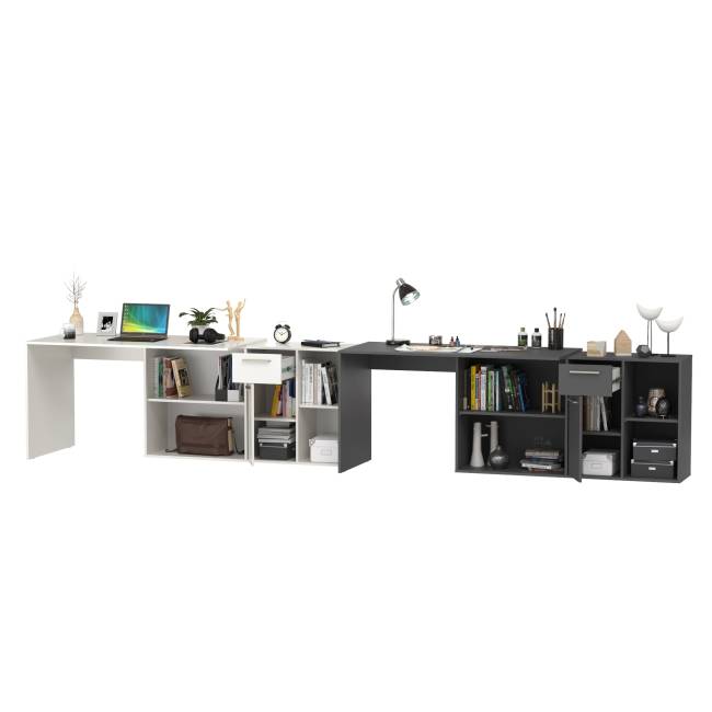 Два письменных стола-трансформера Лайт 03.245 цвет белый шагрень/тёмно-серый