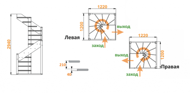 Деревянная лестница ЛС-1.2х