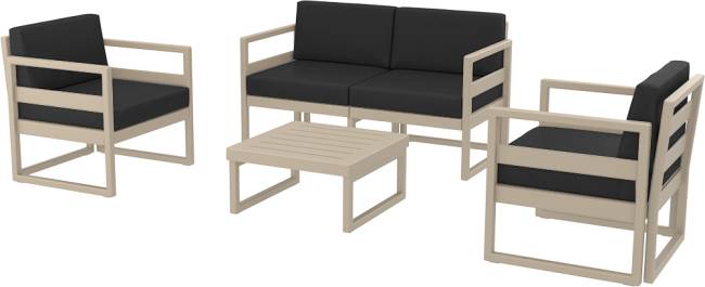 Комплект пластиковой мебели Mykonos бежевый, черный