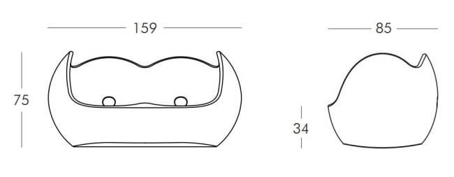 Диван пластиковый Blossy Standard лаймовый зеленый 1590x850х750 мм Диван пластиковый Blossy Standard лаймовый зеленый 1590x850х750 мм