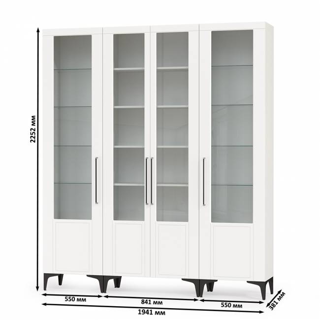 Сервант в гостиную с четырьмя дверками Валенсия цвет белый шагрень Сервант в гостиную с четырьмя дверками Валенсия цвет белый шагрень