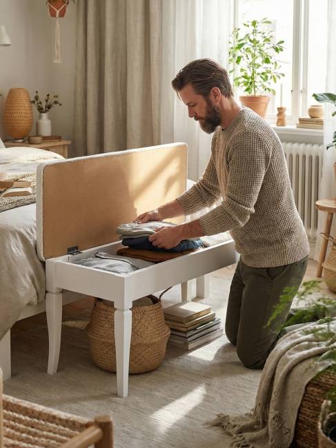 Банкетка Вивальди М с ящиком белый, ткань экокожа белый