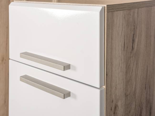 Прихожая Лайн № 5 цвет дуб крафт серый/фасады МДФ белый глянец