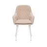 Стул с подлокотниками Leset Слим, каркас Белый, велюр Бежевый Бежевый Белый