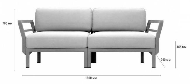 Диван пластиковый с подушками Maximo 2 базальт, корица 1860х940х790 мм Диван пластиковый с подушками Maximo 2 базальт, корица 1860х940х790 мм
